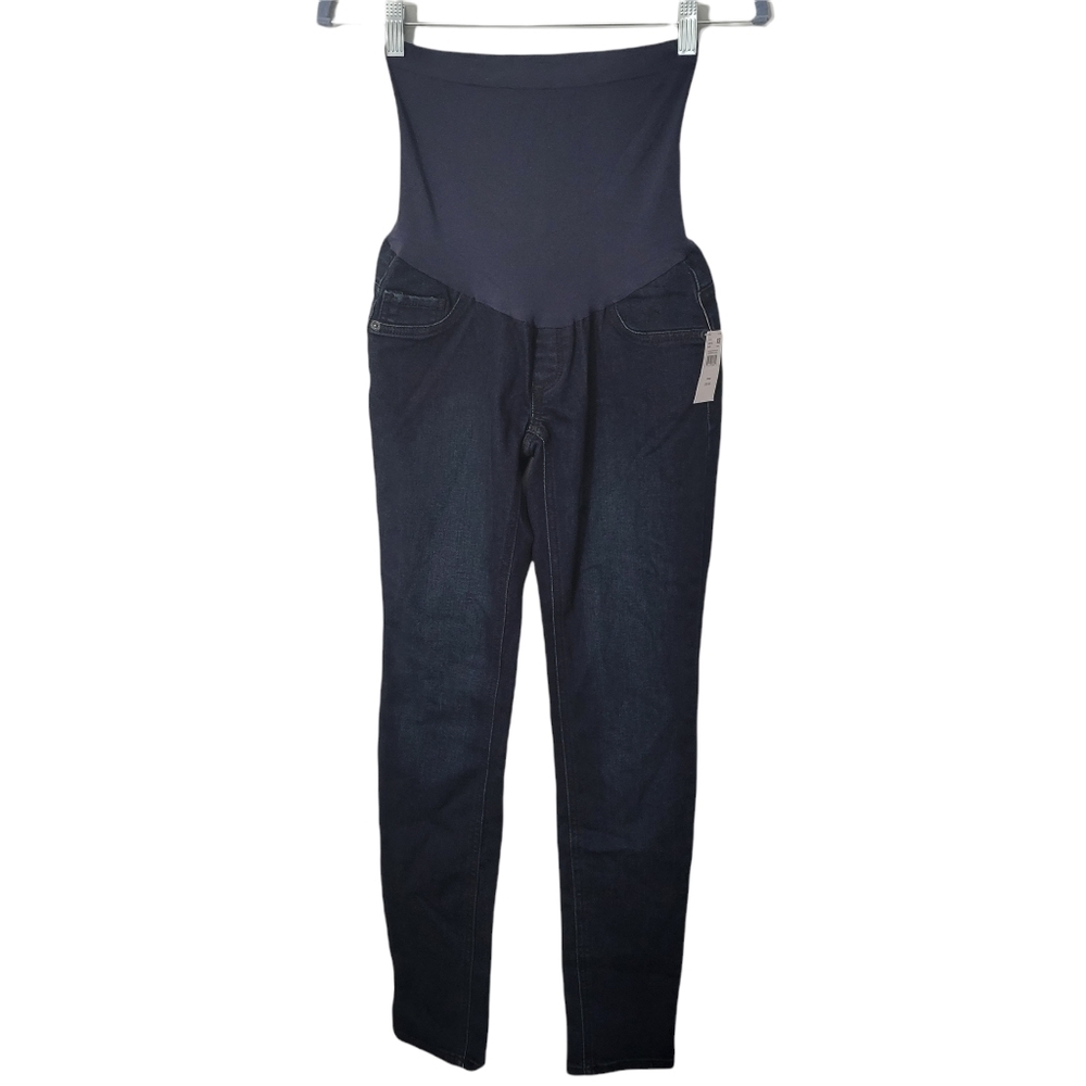 Indigo Blue Dark Wash Slim Straight Maternity Secret Belly Jeans